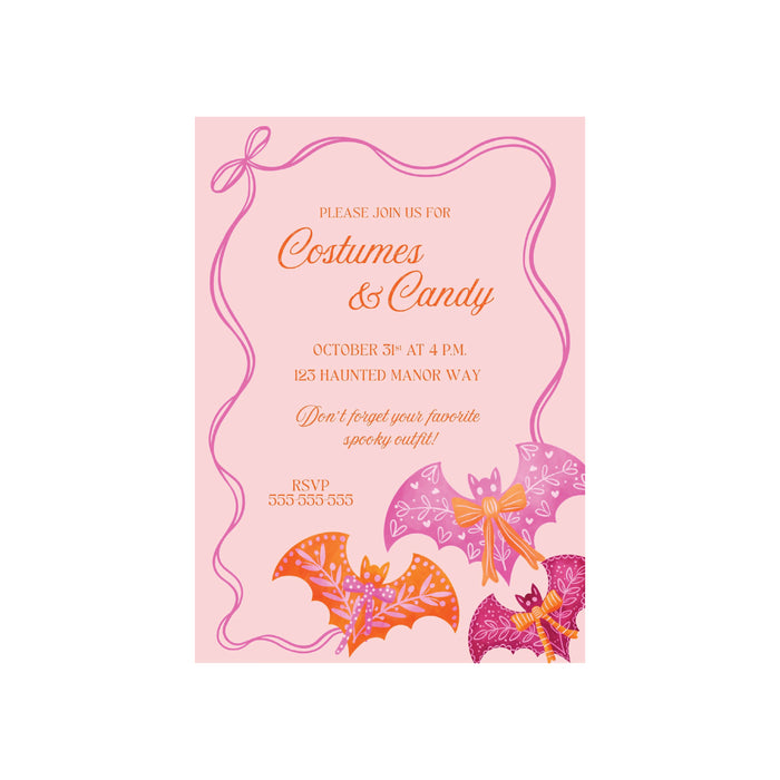 Bats and Bows Halloween Digital Invitation