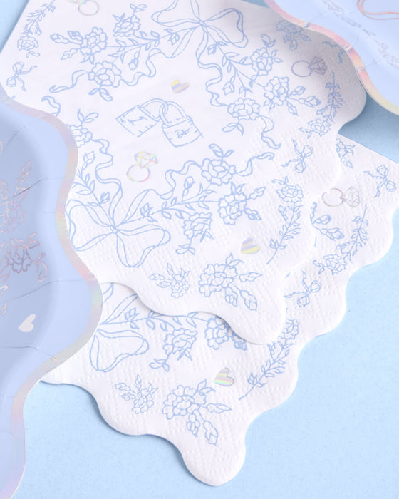 Blue I Do Bridal Wavy Napkins