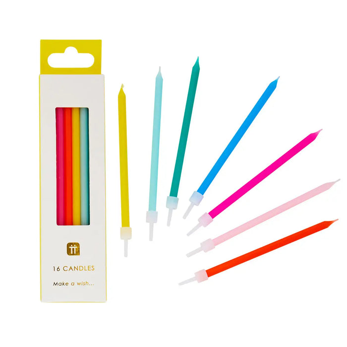 Tall Rainbow Birthday Candles- 16 Pack