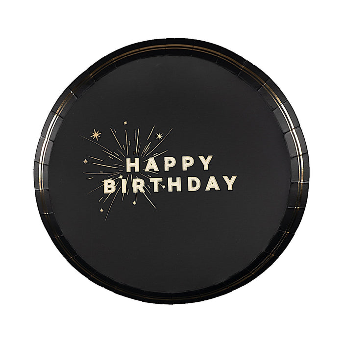 Black Happy Birthday Dessert Plates