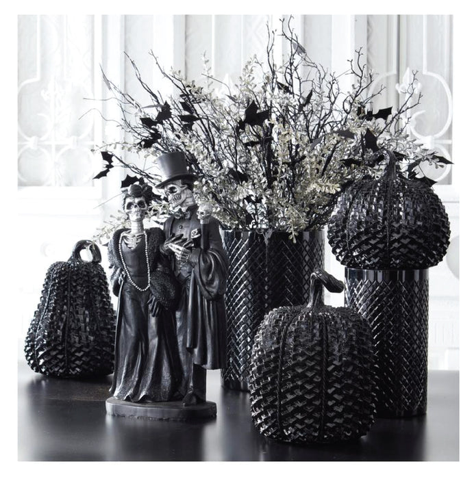 Resin Black Glossy Embossed Pumpkins