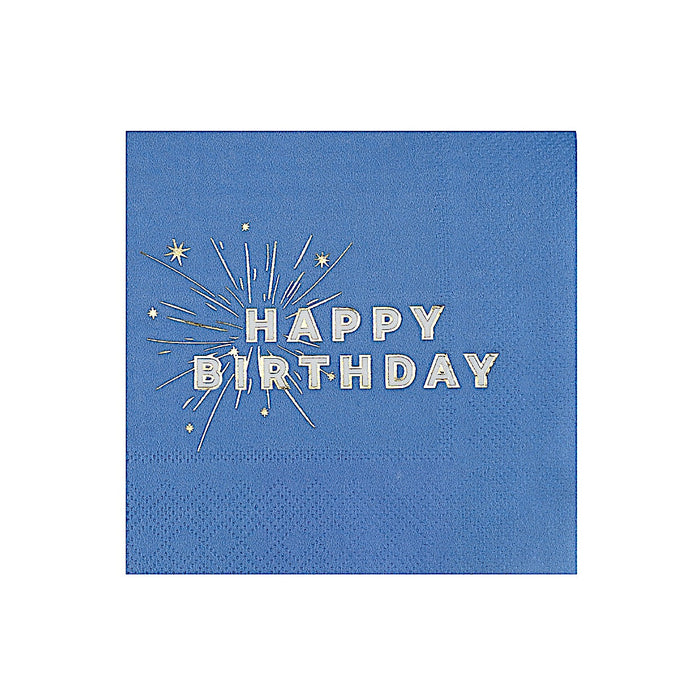 Blue Happy Birthday Beverage Napkins