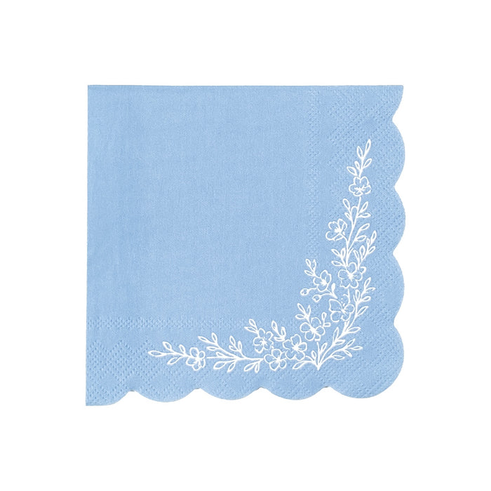 Floral Elegance Blue Beverage Napkins
