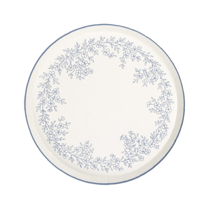 Floral Elegance Blue Dessert Plates