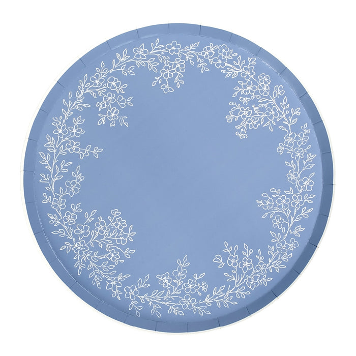 Floral Elegance Blue Dinner Plates