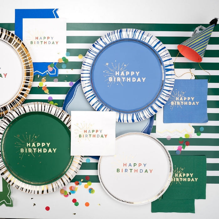 Blue Happy Birthday Beverage Napkins