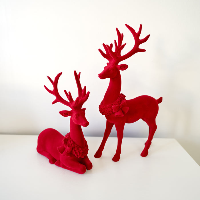 Red Velvet Resin Reindeer Set