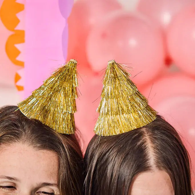 Golden Girl Mini Gold Fringe Party Hats Set