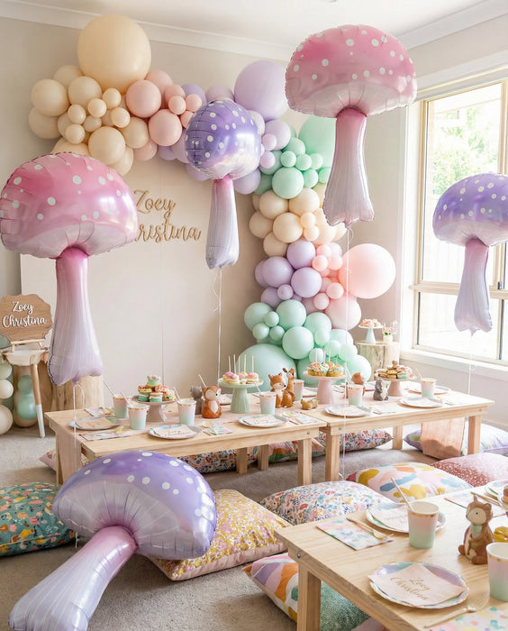 Pastel Mushroom Foil Balloons