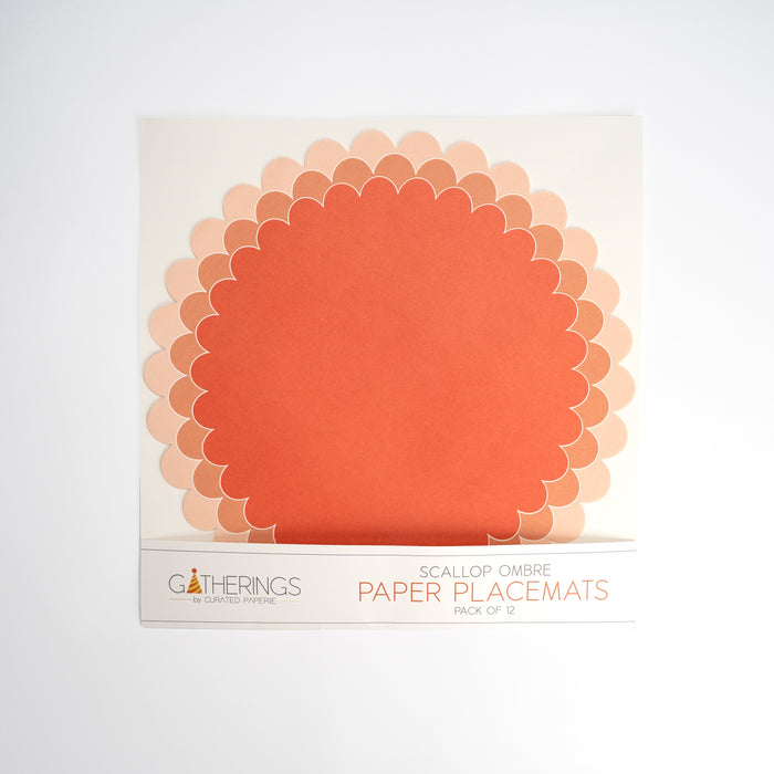 Coral Ombre Scallop Paper Placemats