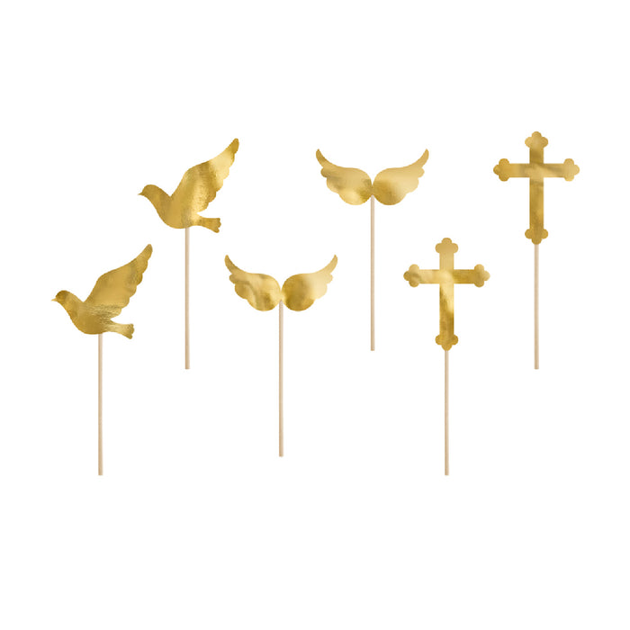 Gold Religious Cupcake Toppers