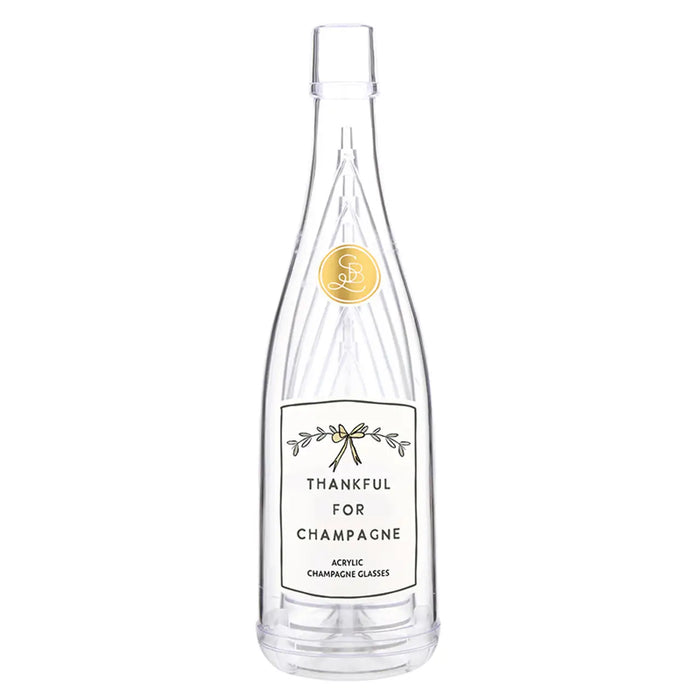 Acrylic Champagne Bottle + Glasses - Thankful