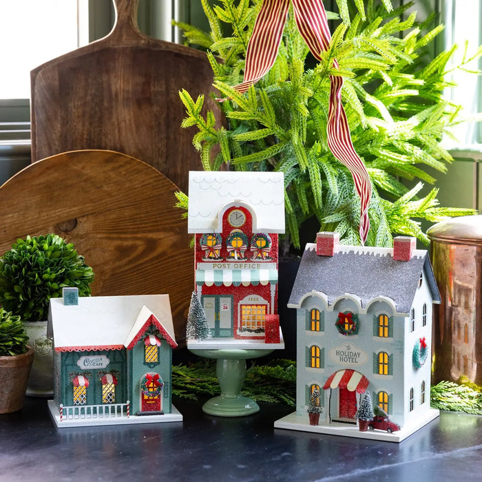 Red Post Office Light Up Christmas Village House
