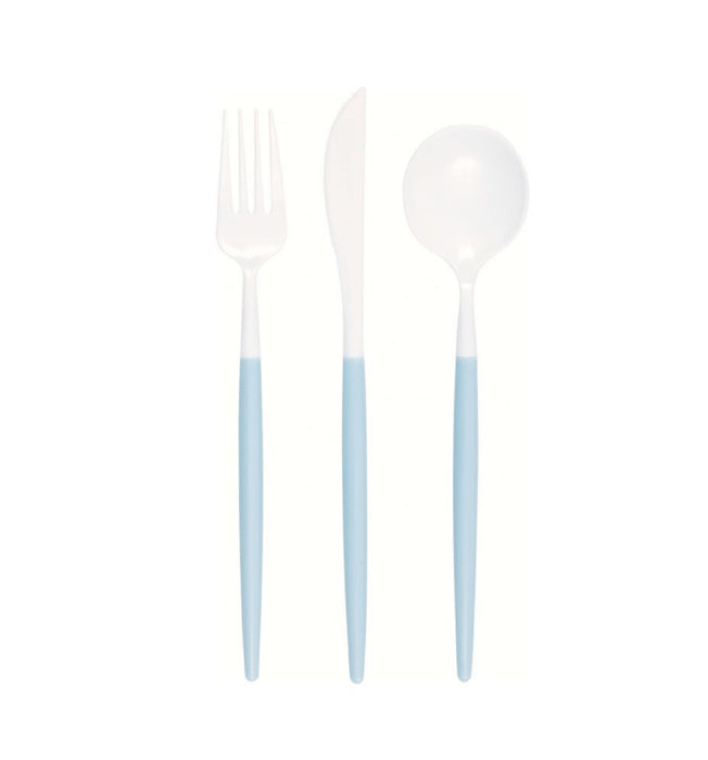 Blue & White Two-Tone Assorted Plastic Cutlery