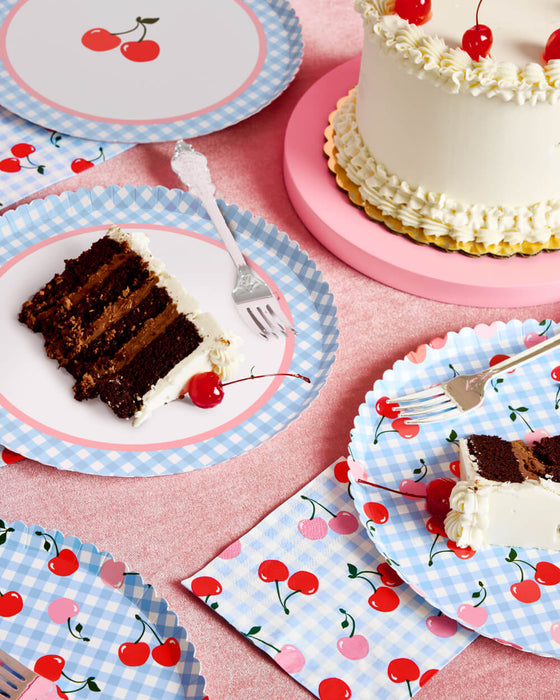 Cherry Gingham Paper Plates