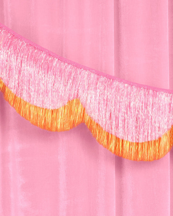 Pink Orange Scallop Fringe Banner