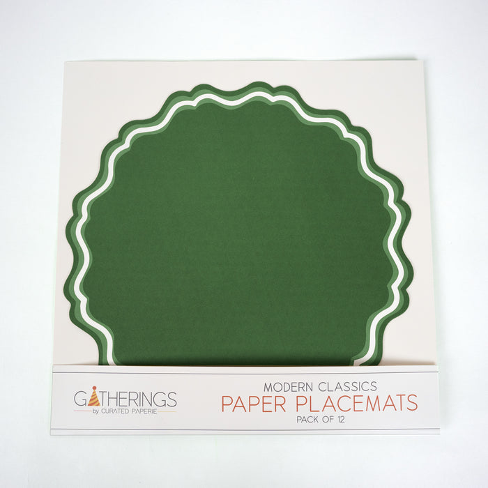 Green Fancy Scallop Paper Placemats