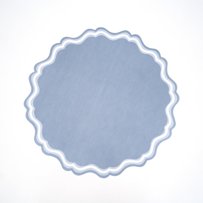 Blue Fancy Scallop Paper Placemats