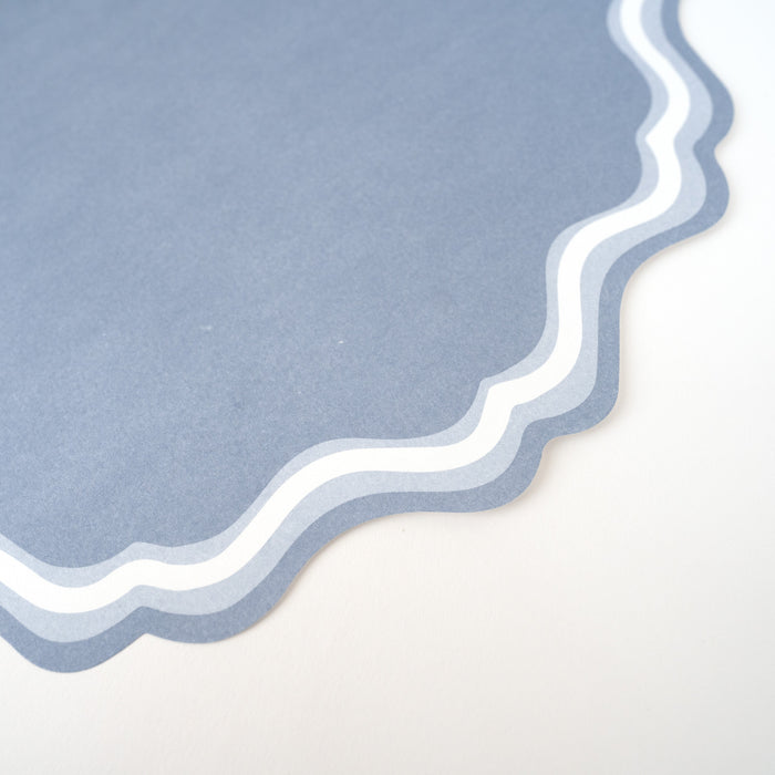 Dusty Blue Fancy Scallop Paper Placemats