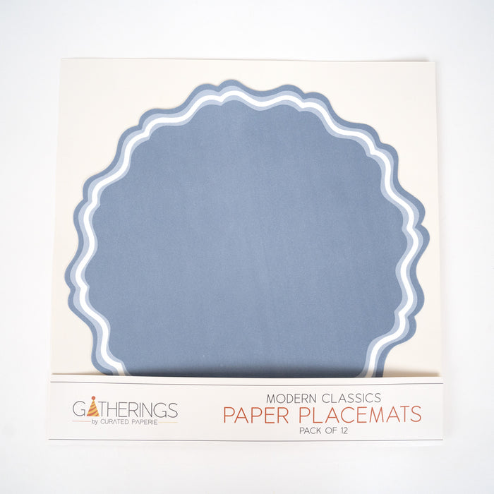 Dusty Blue Fancy Scallop Paper Placemats