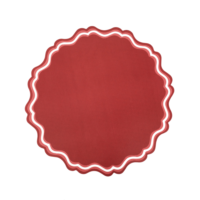 Red Fancy Scallop Paper Placemats