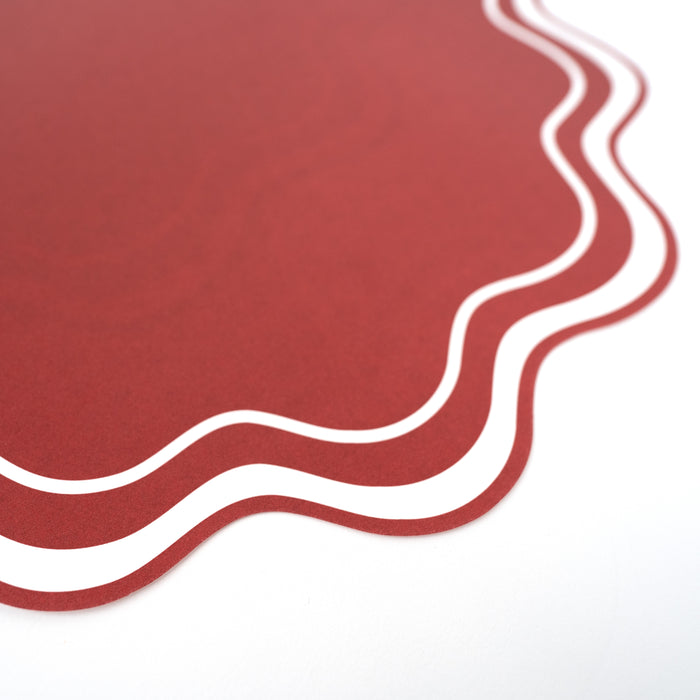 Red Wavy Scallop Paper Placemats