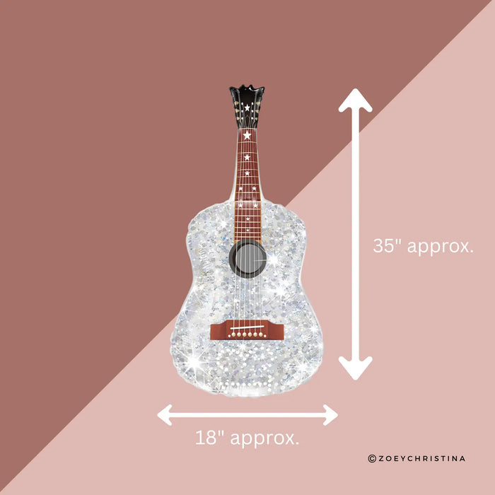 Silver Guitar Foil Balloon 35"