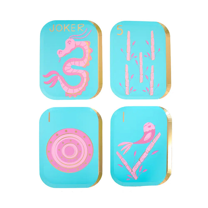 Game Night Mahjong Tile Dinner Plates