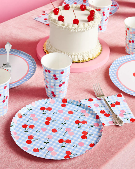 Cherry Gingham Paper Plates