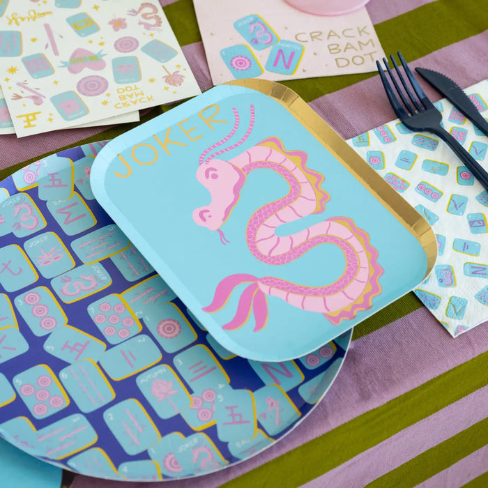 Game Night Mahjong Tile Dinner Plates