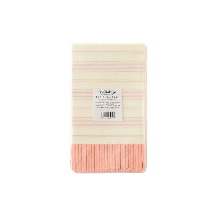 Pink Striped Fringed Guest Napkin
