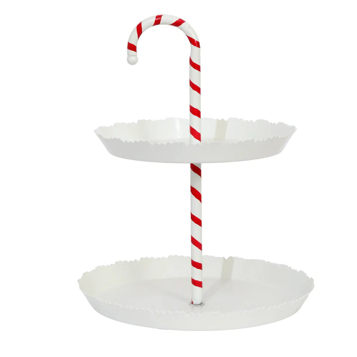Red & White Candy Cane Tiered Tray