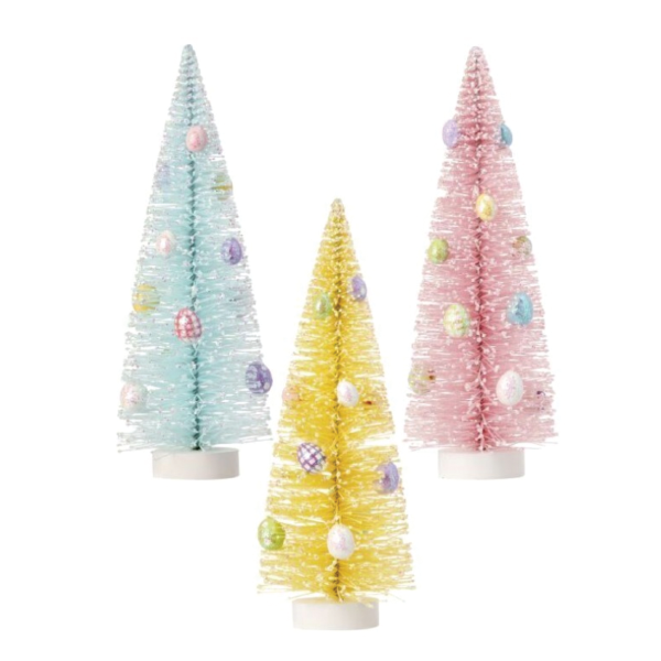 Flocked Bristle Easter Tree with Eggs