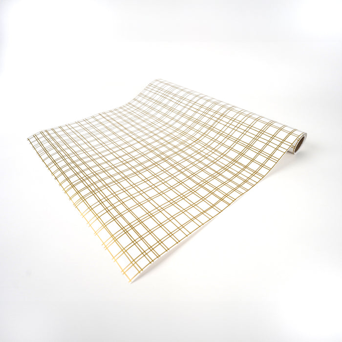 Gold Plaid Paper Table Runner