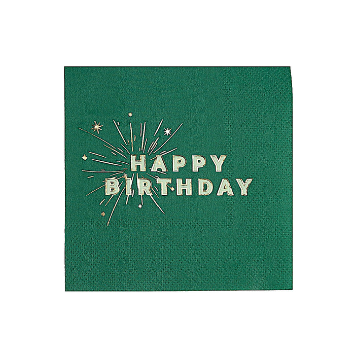 Green Happy Birthday Beverage Napkins