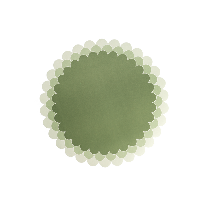 Green Ombre Scallop Paper Placemats