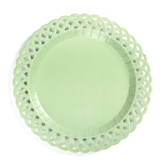 Sage Green Basketweave Dinner Paper Plates