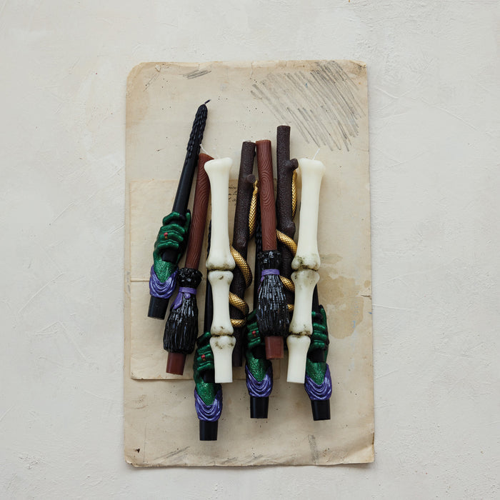 Unscented Witch's Broom Shaped Taper Candles