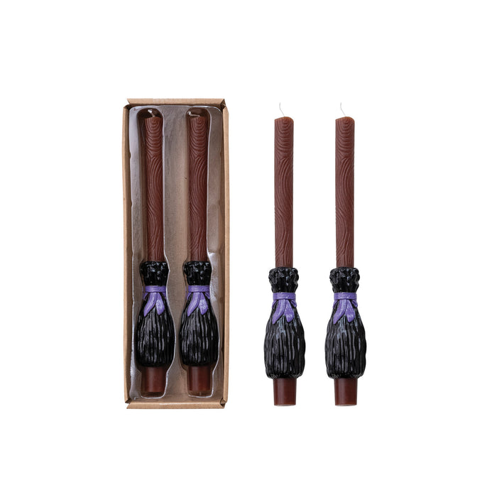Unscented Witch's Broom Shaped Taper Candles
