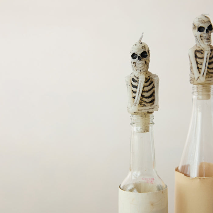 Unscented Skeleton Shaped Bottle Taper Candles