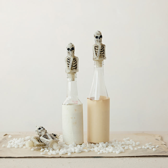 Unscented Skeleton Shaped Bottle Taper Candles