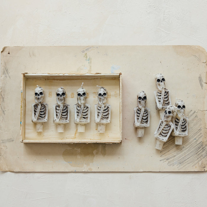 Unscented Skeleton Shaped Bottle Taper Candles