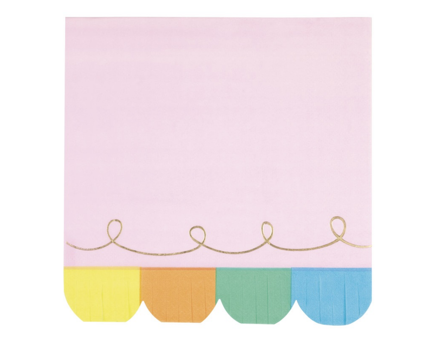 Rainbow Birthday Fringed Dinner Napkin