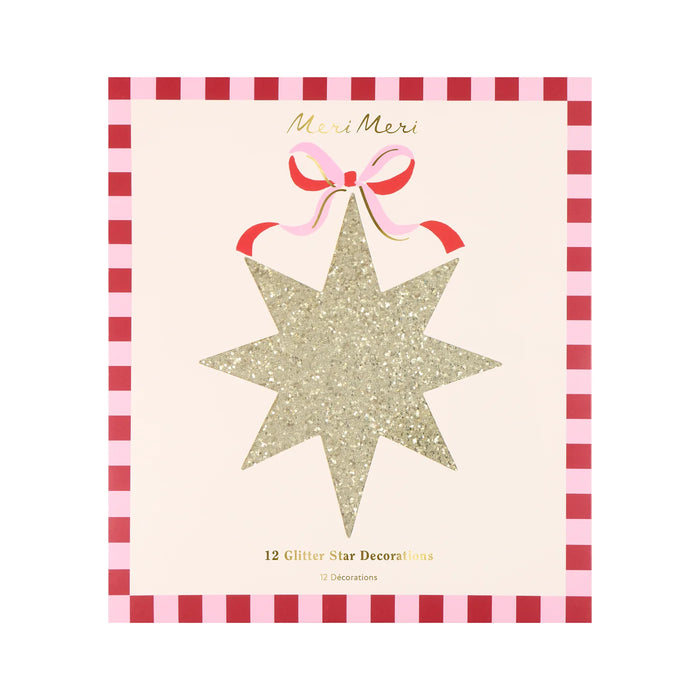 Gold Glitter Hanging Star Decorations