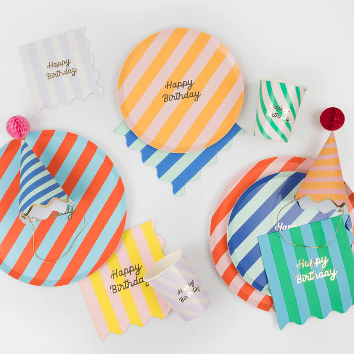 Stripe Happy Birthday Small Napkins