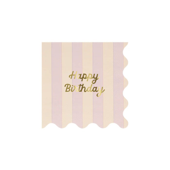 Stripe Happy Birthday Small Napkins