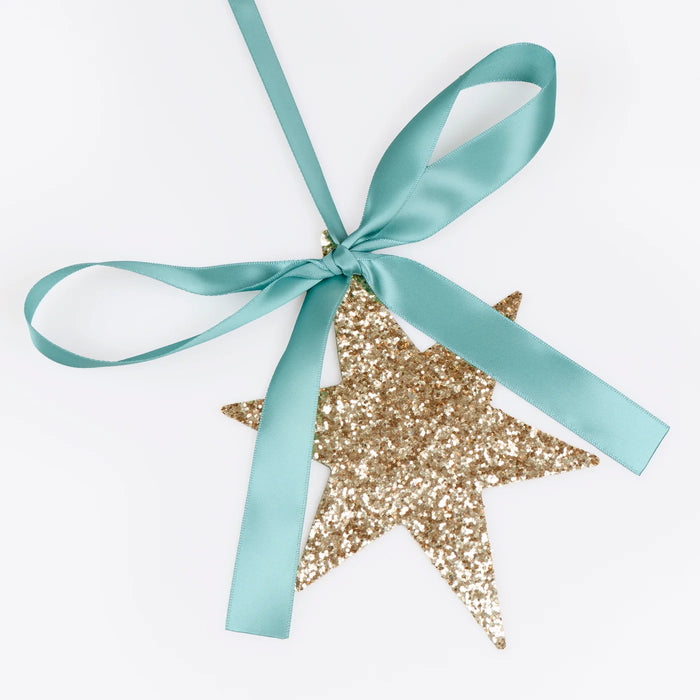 Gold Glitter Hanging Star Decorations