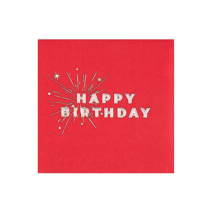 Pink Happy Birthday Beverage Napkins