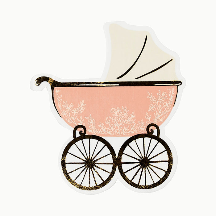 Pink Baby Carriage Beverage Napkins
