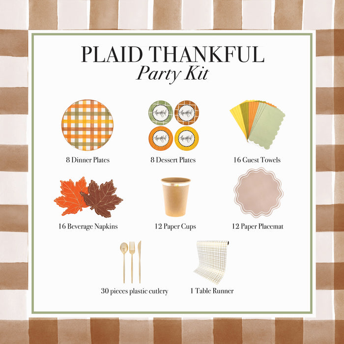 Plaid Thankful Thanksgiving Party Kit